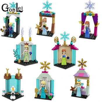 

JG117-118 Girl Compatible With Lepining Friends Elsa's Ice Castle Anna Elsa Queen Kristoff Olaf Building Toy Christmas Gift