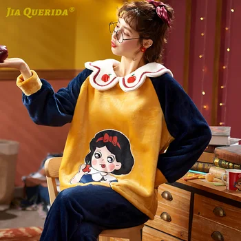 

New Soft Long Sleeve Long Pants Sleepwear Fashion Style Casual Style Homesuit Homeclothes Pajamas Set Pj Set Turn Down Collar