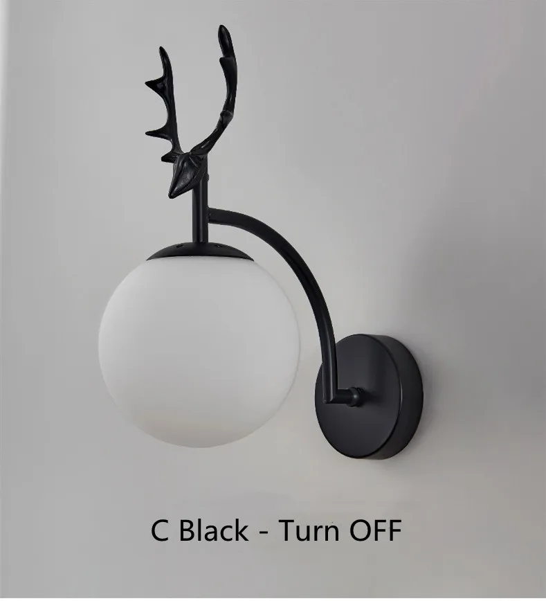 Modern Led Antlers Wall Lamp Bedside Lamp Bedroom Living Room Wall Glass Creative Corridor Hotel Glass Wall Light Black or Gold