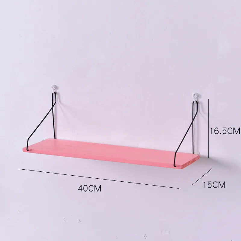 Medium wood shelf Ins розовое украшение для комнаты принцессы для девочек, детская спальня, современная настенная полка для детской комнаты, милый Настольный орнамент, креативная железная стойка - Цвет: Medium wood shelf