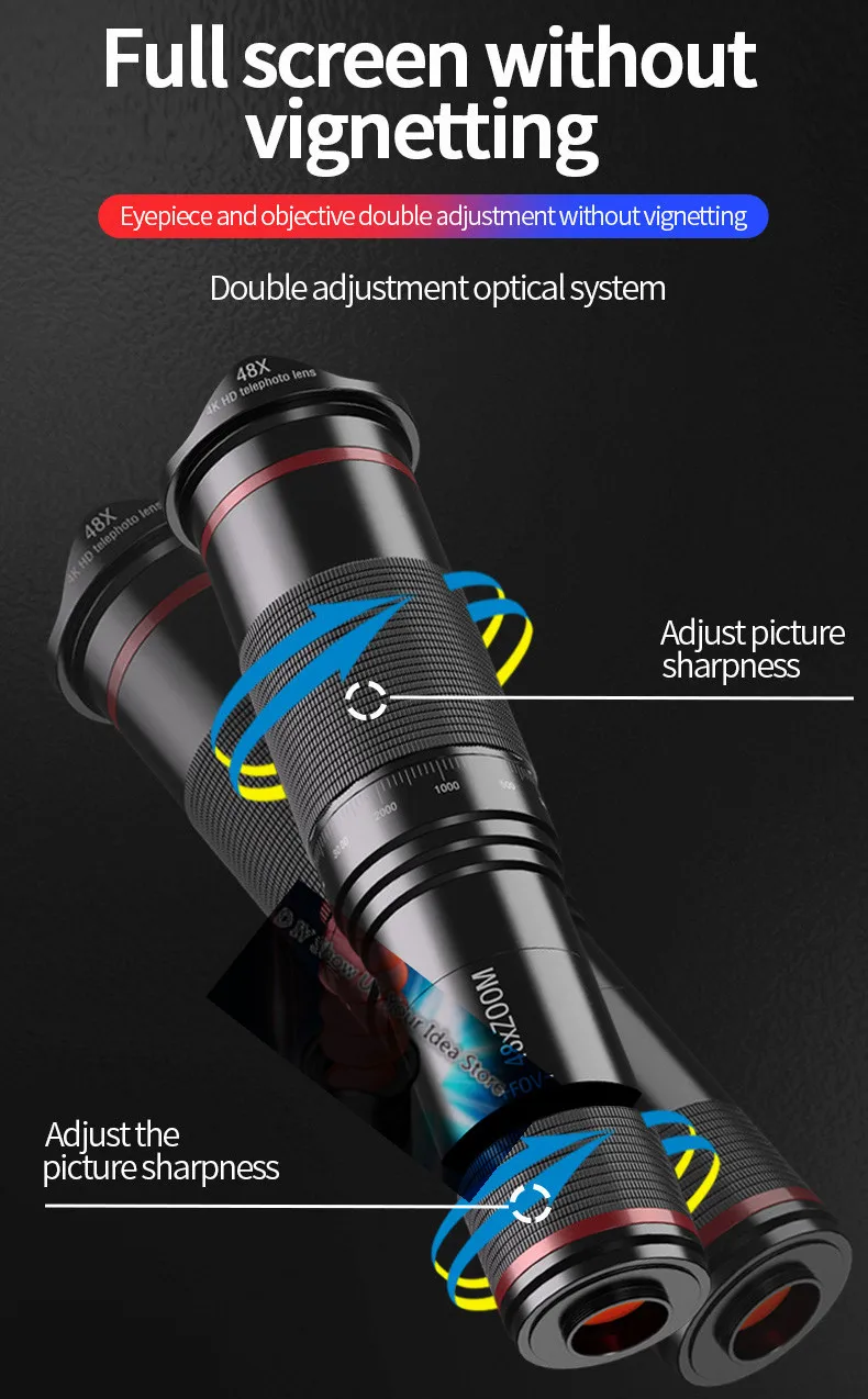 48X 4K HD Optical Zoom Telephoto Phone Camera Lens (2)