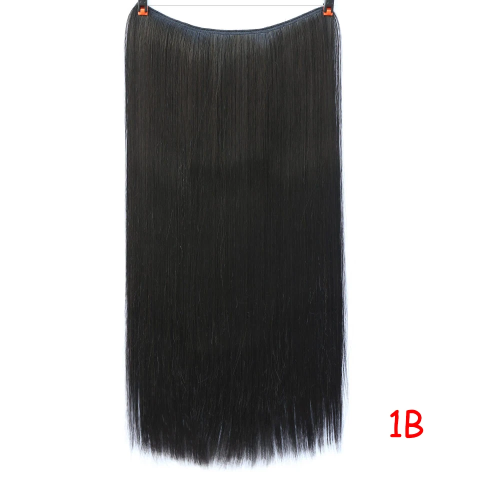 JINKAILI, 24 дюйма, Женская невидимая проволока, без зажимов, в Рыбий линии, волосы для наращивания, прямые, волнистые, длинные, термостойкие, синтетические волосы - Цвет: T1B/613