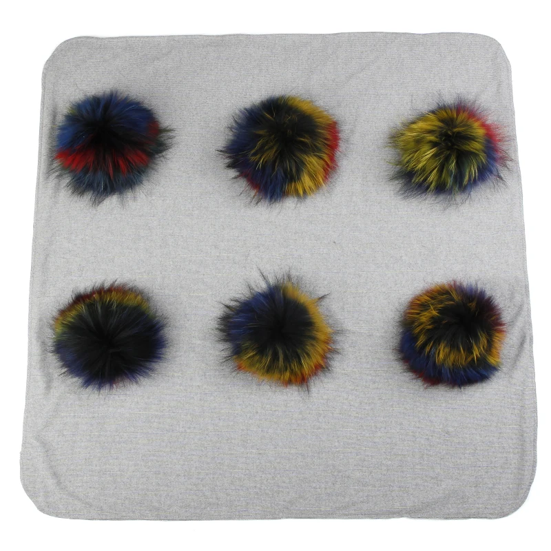 gray Multicolor Хлопковое теплое Пеленальное Одеяло для новорожденных и детей постарше, спальное одеяло для путешествий с помпоном из натурального меха, одноцветные постельные пеленки - Цвет: gray Multicolor