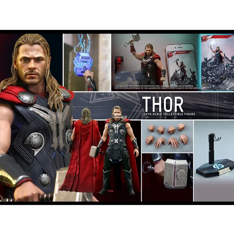 1" MMS306 статуя Тор Odinson бюст Mjolnir со светодиодный светильник полноразмерный портретный праздничный подарок GK фигурка игрушка коробка 30 см V1073