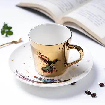 

Specular reflection coffee cup ceramic cups and saucers scoop european style mark
