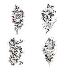 Arm Chest  Sleeve Women/Men Plain flower Body Art Flower Tattoo Stickers Waterproof Fake Tattoo Temporary Tattoo