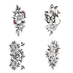 Arm Chest  Sleeve Women/Men Plain flower Body Art Flower Tattoo Stickers Waterproof Fake Tattoo Temporary Tattoo