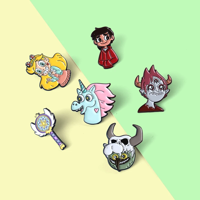 Cute Cartoon Characters Enamel Lapel Pins Magic Wand Brooches Backpack  Accessories for Women Men Who Love Anime Custom Jewelry