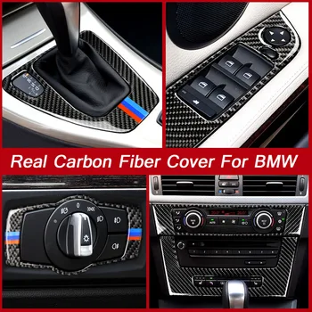 

Real Carbon Fiber Car Interior Door Handle Cover Trim Door Bowl Sticker For BMW E90 E92 E93 3 Series Accessories