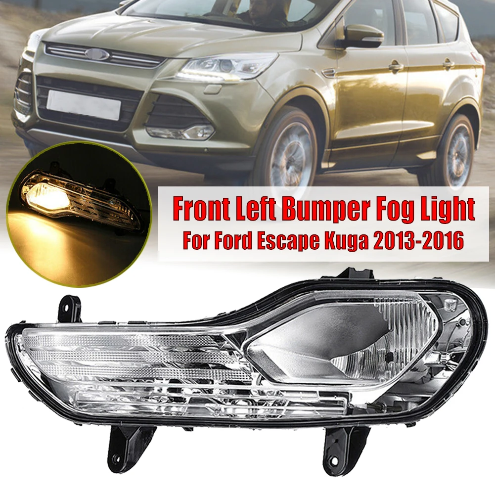 

Car Left Front Bumper Fog Light Lamp with a Replacement Halogen Lamp Bulb Assembly Clear For Ford Escape Kuga 2013-2016 Fog Lamp