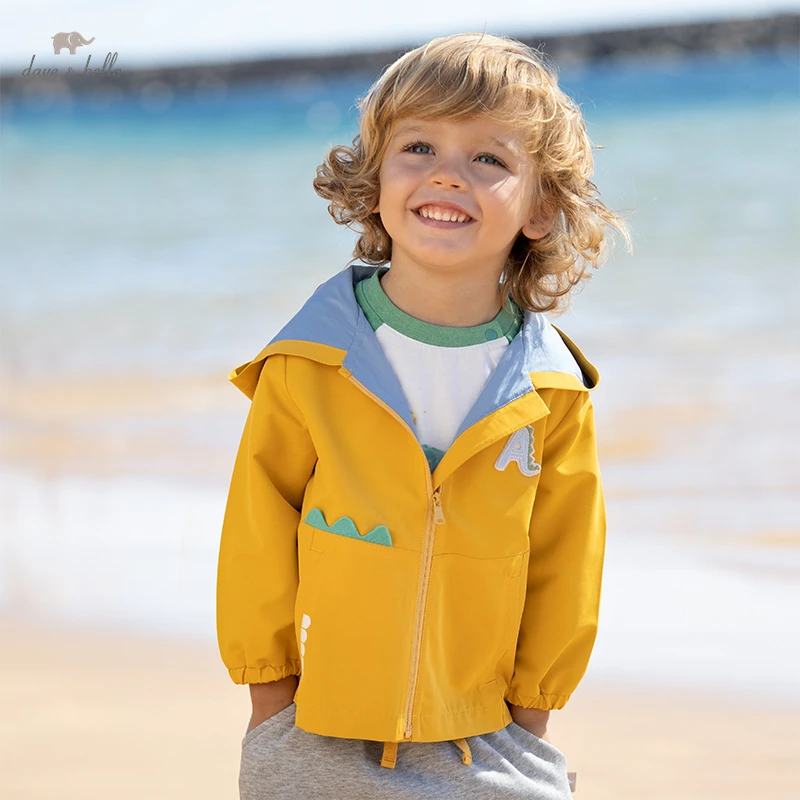 

DB1220445 dave bella spring baby boys fashion cartoon pockets hooded coat casual children boy tops infant toddler outerwear