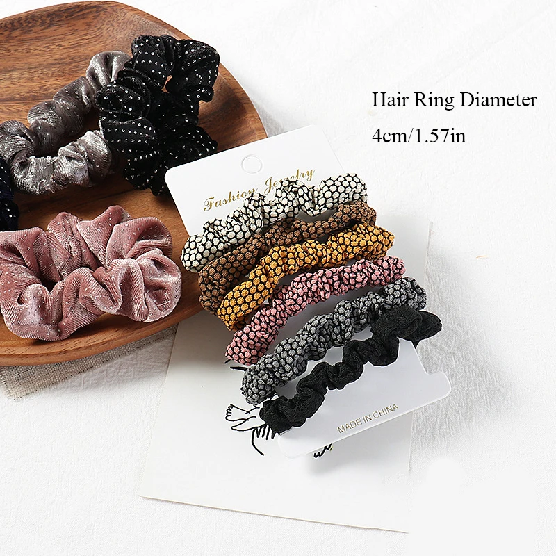 3-6Pcs/Pack Scrunchies Set Holder Ladies Girls Hair Accessories Hair Ties Women Elastic Hair Bands Trendy Satin Velvet Ponytail designer head scarf