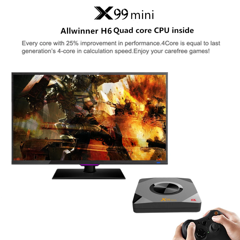 X99 Мини Android 9,0 ТВ приставка Allwinner H6 четырехъядерный Смарт ТВ приставка Android 2,4G/5G Wifi 4GB 32GB 64GB ТВ приставка 4K HD приставка