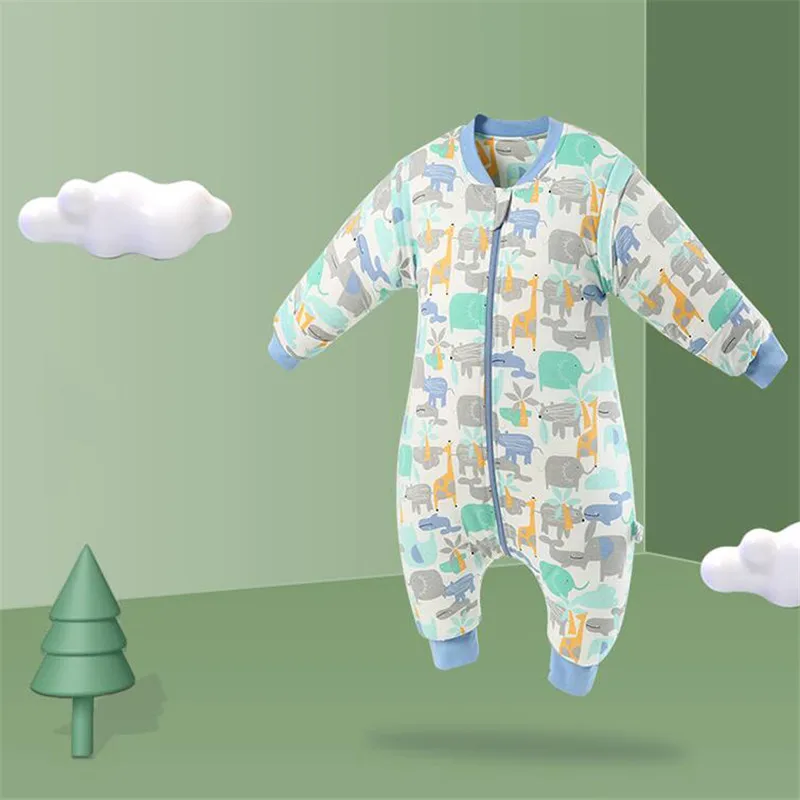 Осенне-зимний хлопковый спальный мешок для малышей со съемным рукавом; спальные мешки для маленьких мальчиков и девочек; Детские спальные мешки с раздельными ножками - Цвет: Thin  inner