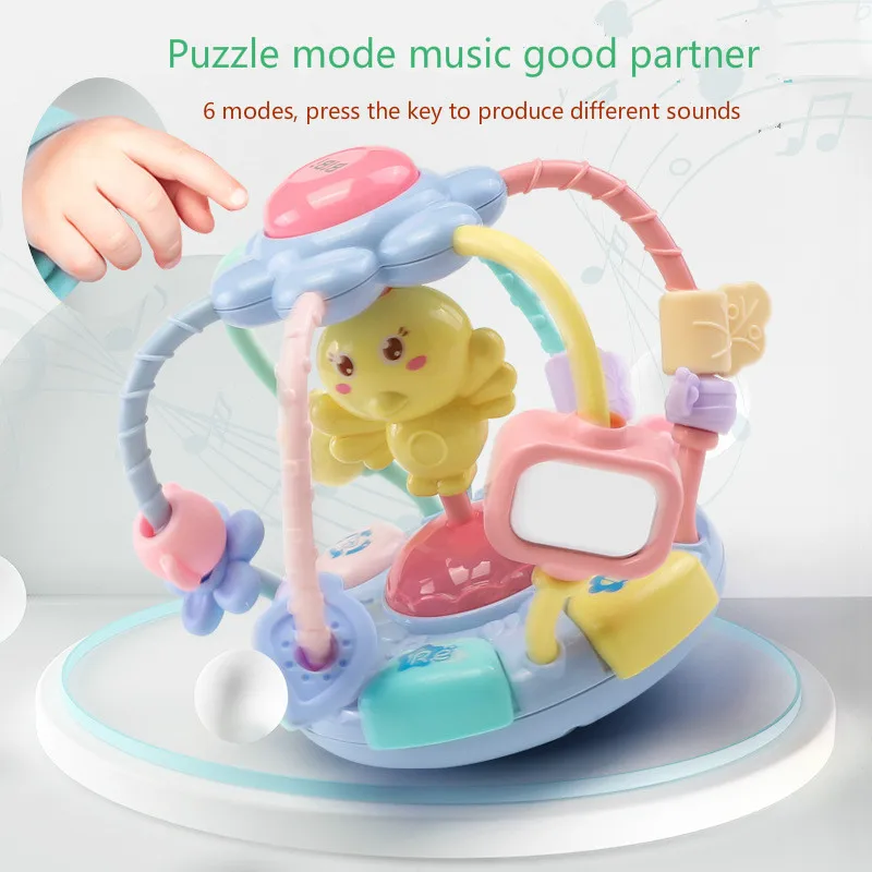 Music Ring Baby Toy Hand Holding Ring New Baby's Intelligence Early Education 0-3-6 Months 1-2 Years Old