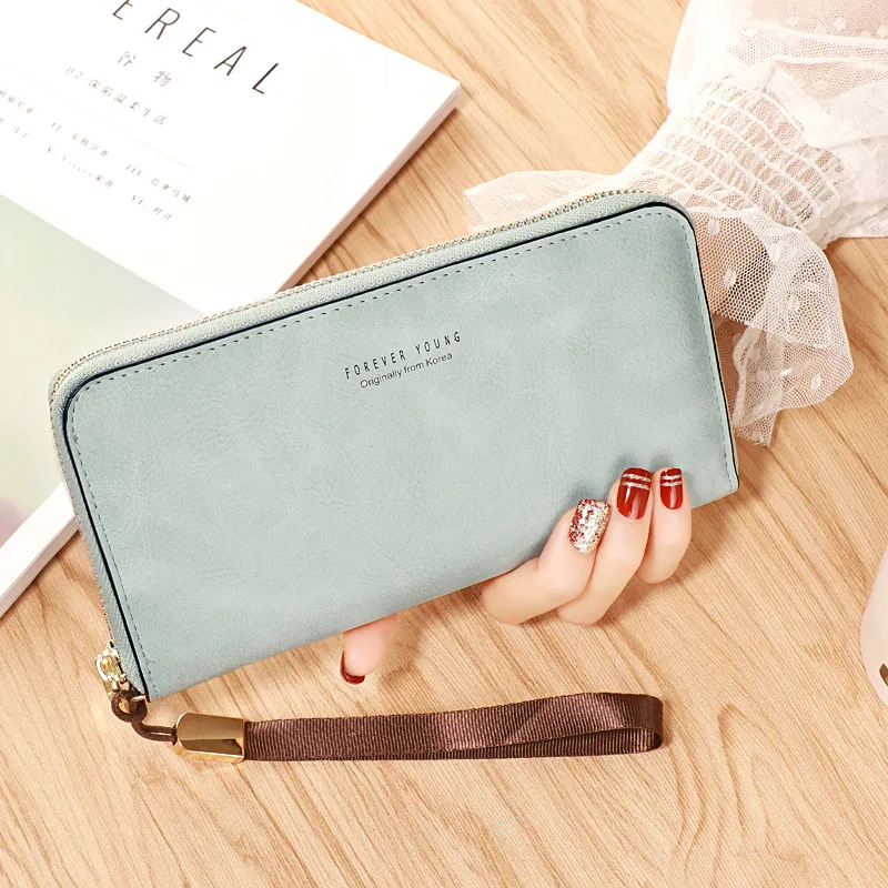 Female Wallet Matte PU Leather Long Purse Black Blue Green Gray Famous Brand Designer Wallet Women 2020 Quality Female Purse