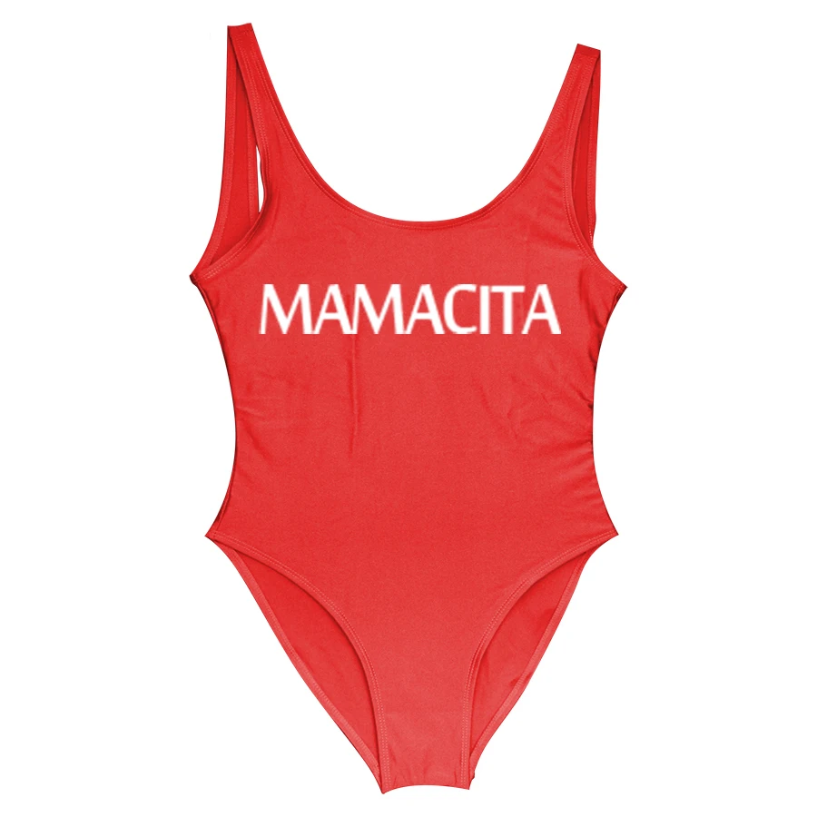 Женский купальный костюм MAMACITA с надписями для девочек Цельный купальник боди