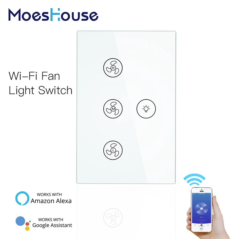 Wi Fi умный потолочный вентилятор настенный выключатель света приложение Smart Life/Tuya