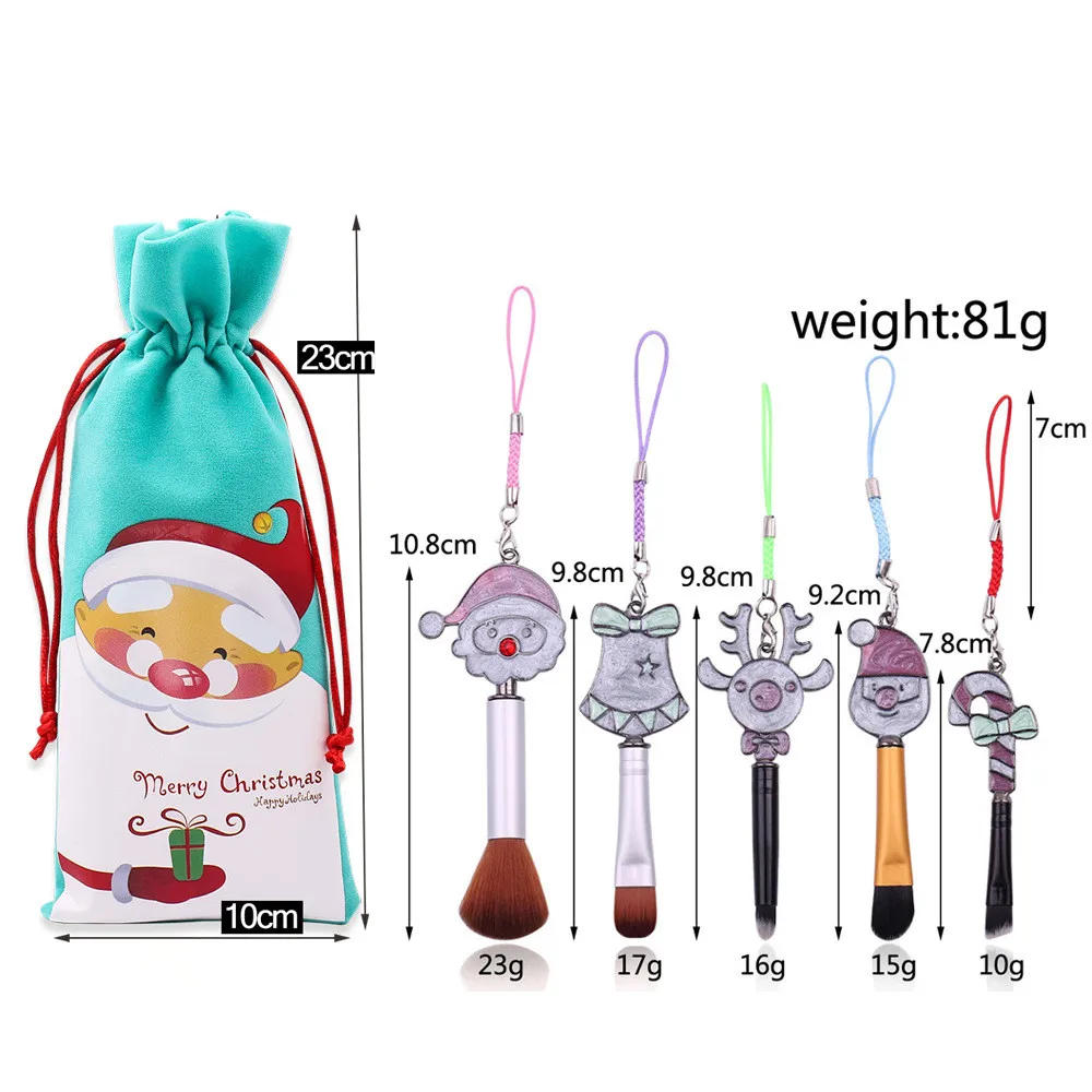 

Christmas Makeup Brush Santa Elk Cute Candy Carry Mini Portable Four Colors Suitable for Any Skin Makeup Kit