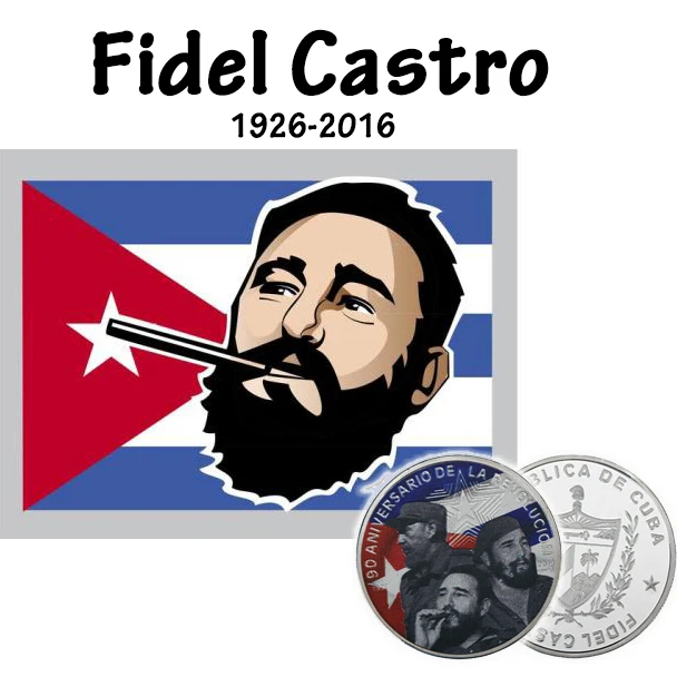 RH посеребренные Фидель Кастро на заказ 90 аниверсарио de la Revolucion цвет монеты памятные монеты для коллекционеров