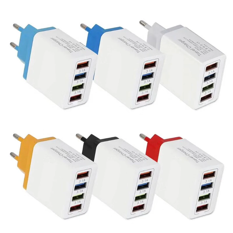 4 в 1 порта 5В 3.1A USB зарядное устройство Быстрая зарядка Pd QC 3 0 Зарядка адаптер