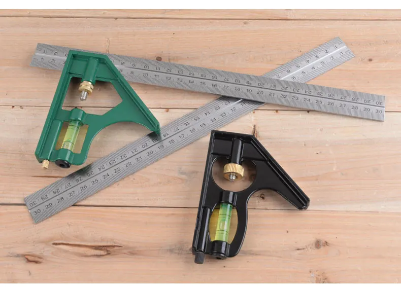 Металлический Комбинации квадратный Нержавеющая сталь линейка и латунь крепежные гайки и болты угловая линейка, измерительный инструмент