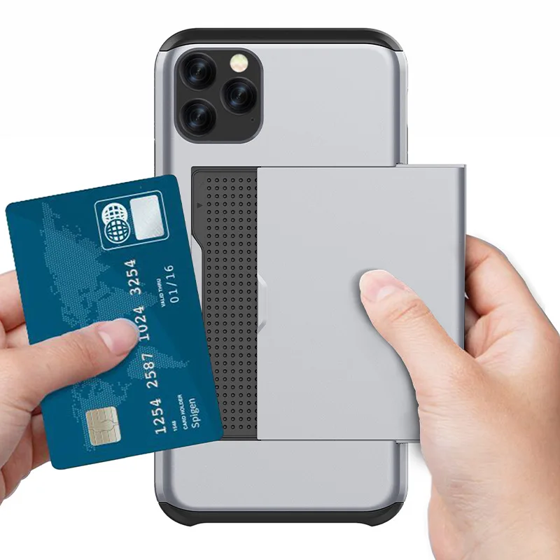 

2019 Business Phone Cases For iPhone 11 XI X XS Max XR Slide Armor Wallet Card Slots With Pocket Cover for iPhone 7 8 Plus 6 6s