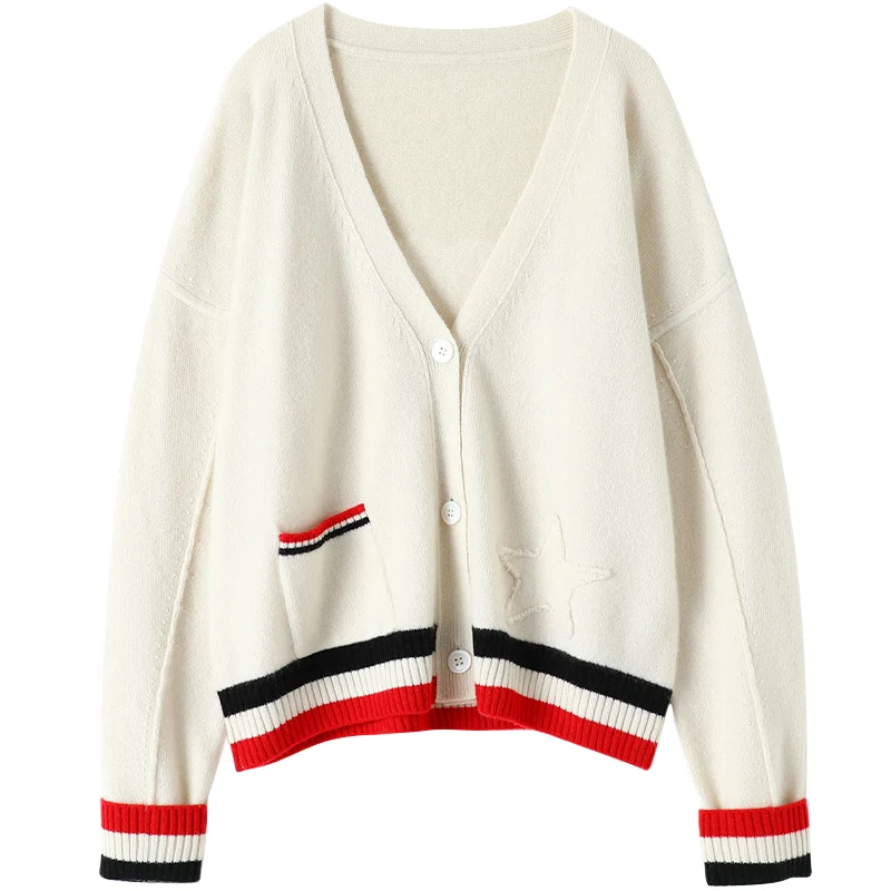 

Aliaga Европейская мода Зимняя звезда жаккард 100% кашемировый кардиган пальто Женская упаковка дизайн шикарная верхняя одежда оверсайз