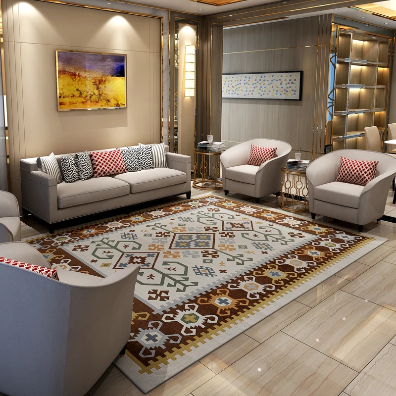 Коврик для гостиной в китайском стиле прямоугольный ковер для спальни Диванный кофейный столик коврик с геометрическим рисунком современный Ретро персидский ковер