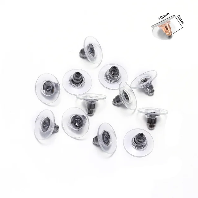 100-200pcs/lot Rubber Earring Back Silicone Round Ear Plug  Earrings Back Stopper For DIY Parts Jewelry Findings Making Tools Style1 Gun Black
