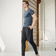 AliExpress для мужчин фитнес трехсекционный набор эластичность Спортивный Набор для бега быстросохнущая одежда брюки для мужчин