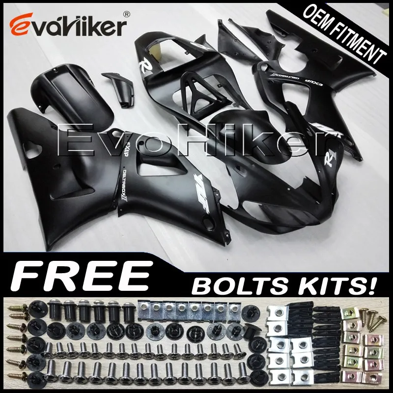 Капот мотоцикла на заказ для YZFR1 2000-2001 ABS Пластиковый обтекатель корпуса мотоцикла черный+ подарки - Цвет: A