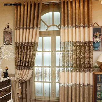 

Light-cut Curtains for Living Dining Room Bedroom Embroidery Curtains Customized European Style