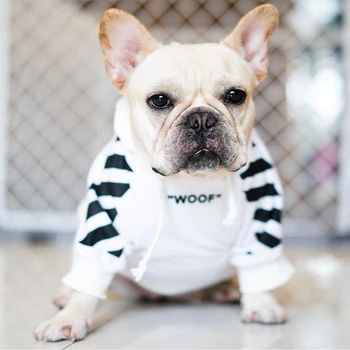 

French Bulldog Dog Hoodie Adidog Winter Warm Pet Clothes Stripe Pattern Soft and Well Stitched Dog Clothing Dog Jacket