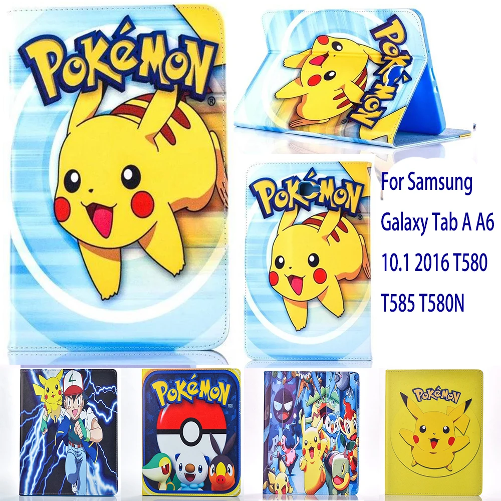 Чехол для samsung Galaxy Tab A 10," T580 T585 T580N чехол Pokemon Go Милый Пикачу чехол для планшета откидная подставка оболочка coque para