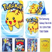 Чехол для samsung Galaxy Tab A 10," T580 T585 T580N чехол Pokemon Go Милый Пикачу чехол для планшета откидная подставка оболочка coque para