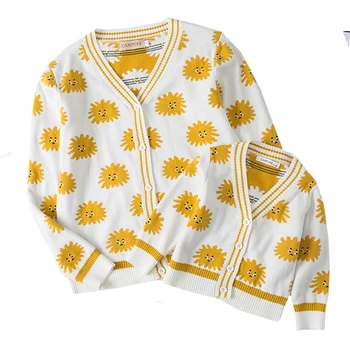 

Family Matching Clothes Kids Knit Cardigan Mommy and Me Sweater Cartoon Tops Matching Clothes Mother Daughter Son Warm Jacket