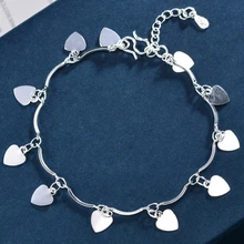 New Arrival Bohemia Women 925 Sterling Silver Beach Anklet On The Leg Heart Pandent Anklets Bracelet Chain For Women Jewelry