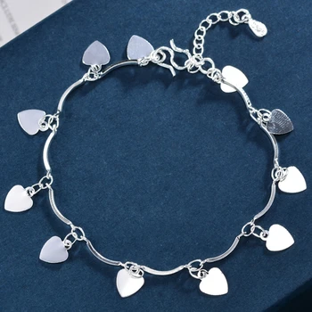 

New Arrival Bohemia Women 925 Sterling Silver Beach Anklet On The Leg Heart Pandent Anklets Bracelet Chain For Women Jewelry