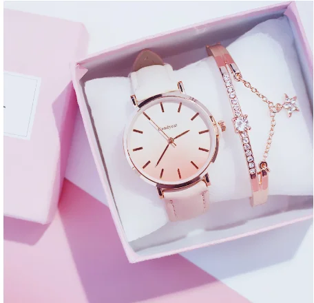 pink frauen Uhr современный режим frauen Quartz armbanduhr студенческий Leder Damen нарукавная повязка lusus Uhr Повседневная Relogio femenino - Цвет: pink