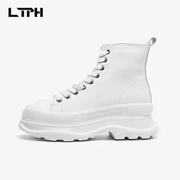 

LPTH Martin boots 2020 autumn and winter net red sports wind solid color new thick-soled short boots increased side zipper boots