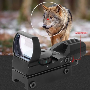 

Red Green Dot Sight Riflescope Hunting HD101 RD with Free 20mm Mount Rails Tactical Optics Scope for Airsoft Air Gun(Black)