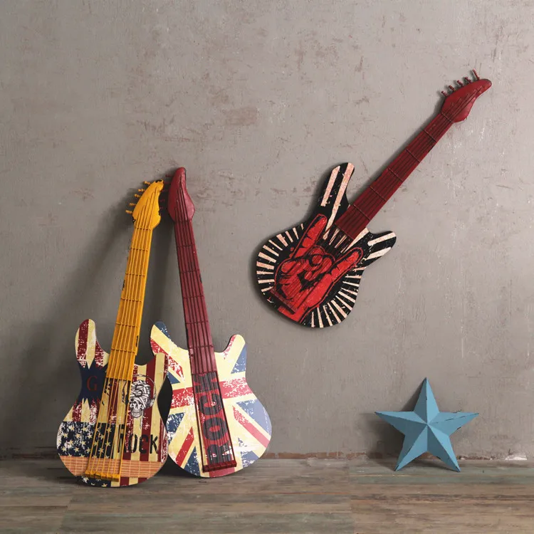 American style retro stereo guitar wall decoration wall hanging Living room office children's room shop bar room decoration