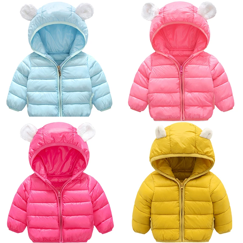 

HH Autumn Cute Down Coat for Children's Two Bear Ears Hooded Jacket for Girls Clothes Baby Kids Winter Warm Coats 2-7 Years Old