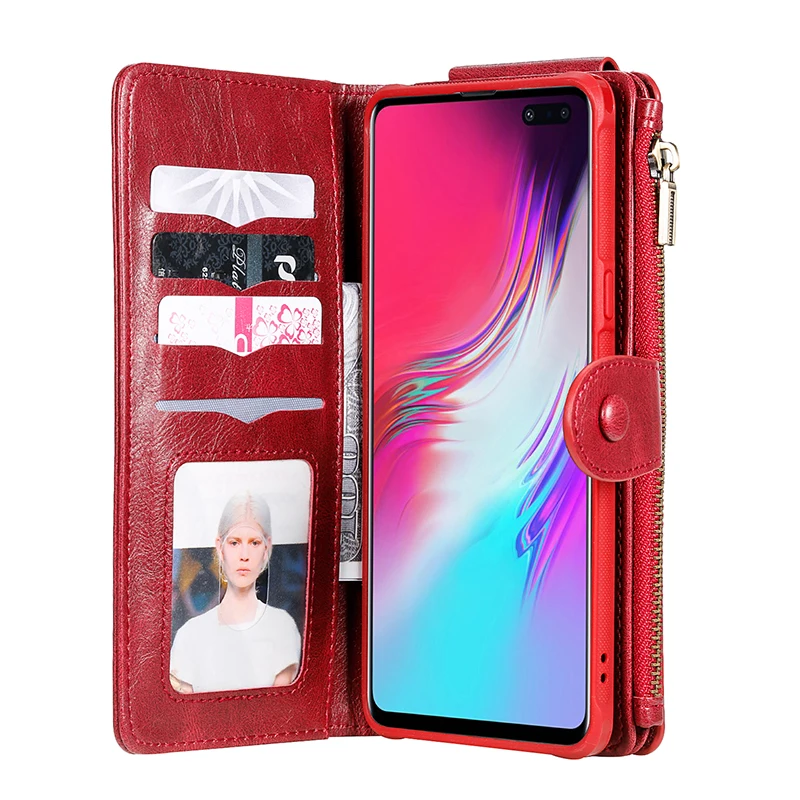 11 держатель для карт на молнии флип чехол-бумажник для samsung S10 Plus S9 S8 Plus S10E Note 10 Pro Кожаный чехол для телефона s Магнитная задняя крышка