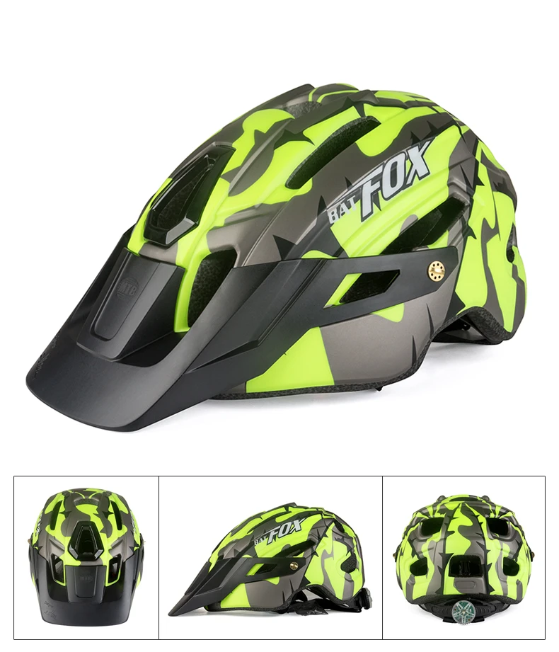 Batfox для взрослых Mtb велосипедный шлем для мужчин и женщин для улицы Камуфляжный полевой Горный Дорожный велосипедный шлем большой козырек в виде формы Спортивная Защитная Кепка