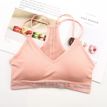 

Women Push Up Bras Female Wrapped Chest Tube Tops Seamless Hollow Underwear Letter Print Bralets