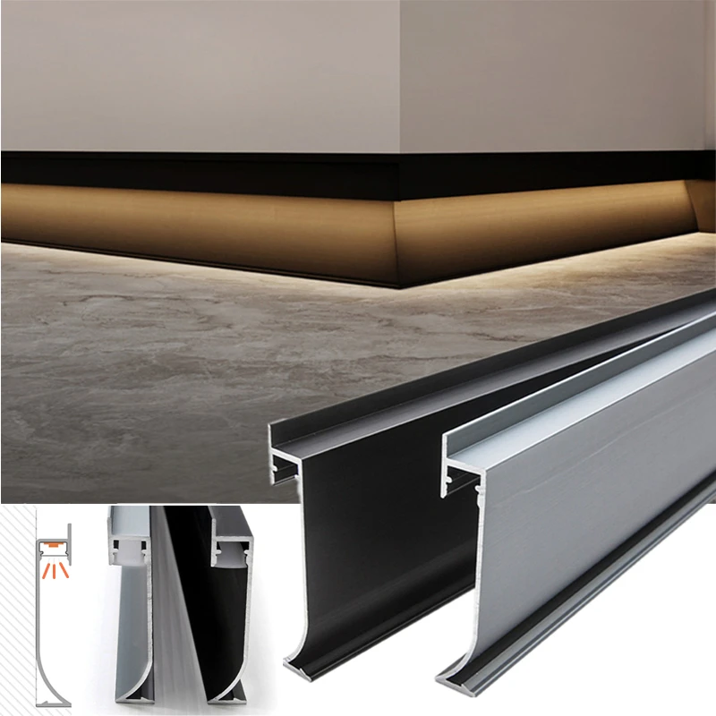 0.5m/1m/pcs Recessed Skirting Line LED Bar Lamp Wall Mount Corner Aluminum Profile With Milky Cover Floor Home Decor Strip Light | Освещение