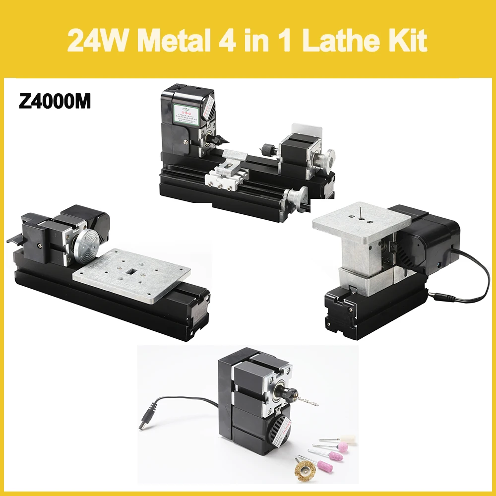 Z4000m 24w Metal 4 In 1 Mini Lathe/24w,20000rpm Diy 4 In1 Machine Kit