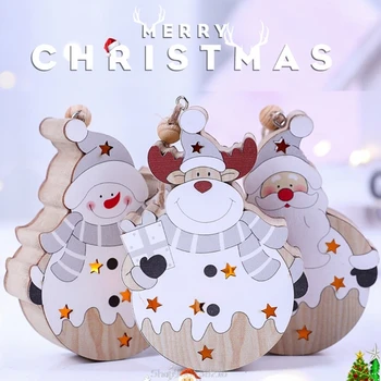 

3pcs Festival LED Light Wood Snowman Elk Santa Christmas Tree Home Decorations S11 20 Dropship